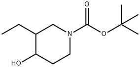 tert-butyl 3-ethyl-4-hydroxypiperidine-1-carboxylate 化学構造式