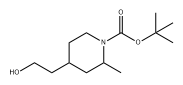 1-Piperidinecarboxylic acid, 4-(2-hydroxyethyl)-2-methyl-, 1,1-dimethylethyl ester 化学構造式