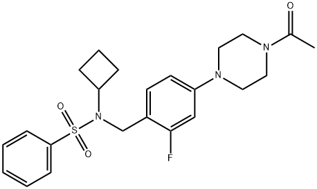 Benzenesulfonamide, N-[[4-(4-acetyl-1-piperazinyl)-2-fluorophenyl]methyl]-N-cyclobutyl- Structure