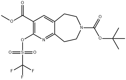 7H-Pyrido[2,3-d]azepine-3,7-dicarboxylic acid, 5,6,8,9-tetrahydro-2-[[(trifluoromethyl)sulfonyl]oxy]-, 7-(1,1-dimethylethyl) 3-methyl ester|7-叔-丁基 3-甲基 2-(((三氟甲基)磺酰)氧代)-8,9-二氢-5H-吡啶并[2,3-D]氮杂卓-3,7(6H)-二甲酸基酯