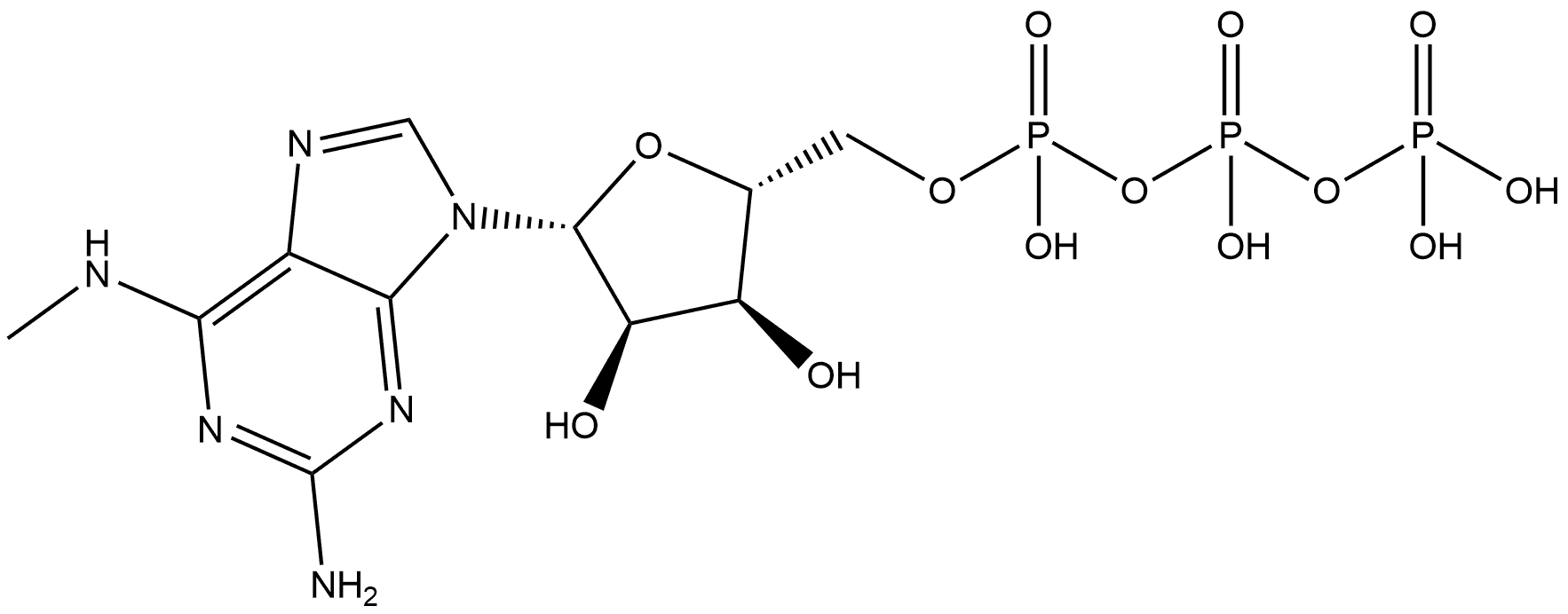 2-Amino-N-methyladenosine 5′-(tetrahydrogen triphosphate),1446012-39-0,结构式