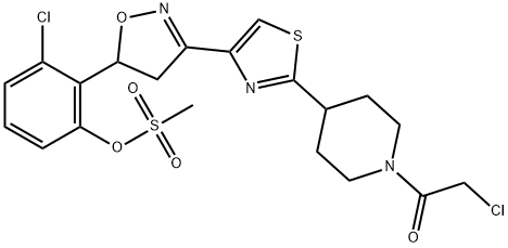 Ethanone, 2-chloro-1-[4-[4-[5-[2-chloro-6-[(methylsulfonyl)oxy]phenyl]-4,5-dihydro-3-isoxazolyl]-2-thiazolyl]-1-piperidinyl]- Structure