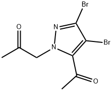 2-Propanone, 1-(5-acetyl-3,4-dibromo-1H-pyrazol-1-yl)- 化学構造式