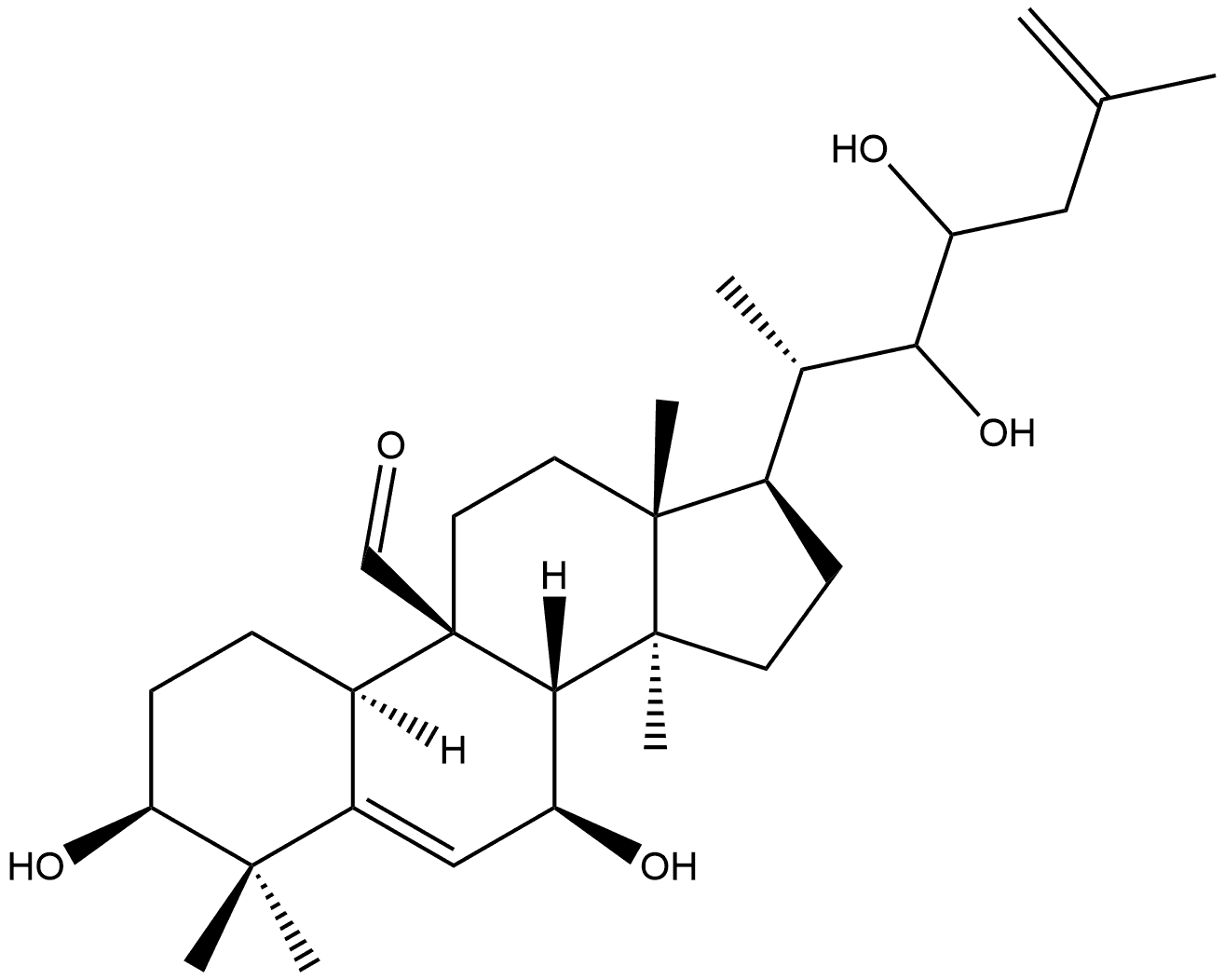 3,7,23,24-tetrahydroxycucurbita-5,25-dien-19-al Structure