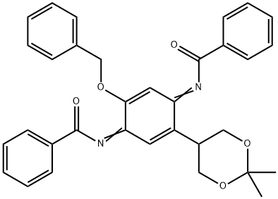 144667-29-8 Benzamide, N,N'-[2-(2,2-dimethyl-1,3-dioxan-5-yl)-5-(phenylmethoxy)-2,5-cyclohexadiene-1,4-diylidene]bis- (9CI)