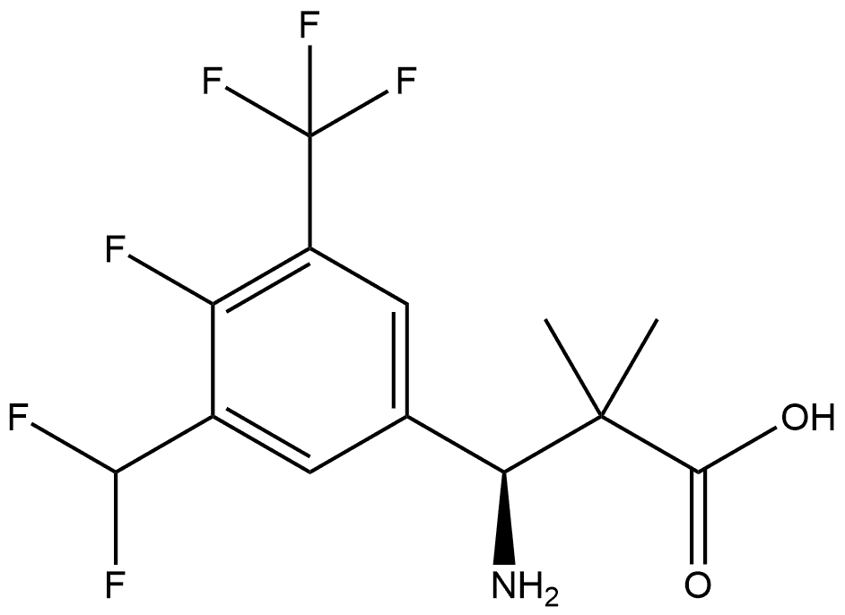 (S)-3-amino-3-(3-(difluoromethyl)-4-fluoro-5-(trifluoromethyl)phenyl)-2,2-dimethylpropanoic acid 结构式