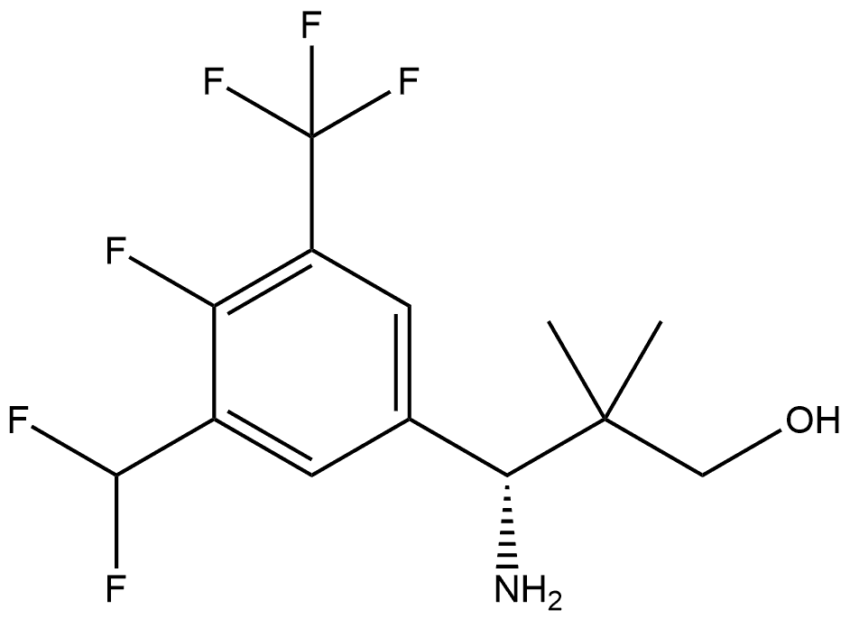 (R)-3-amino-3-(3-(difluoromethyl)-4-fluoro-5-(trifluoromethyl)phenyl)-2,2-dimethylpropan-1-ol Structure