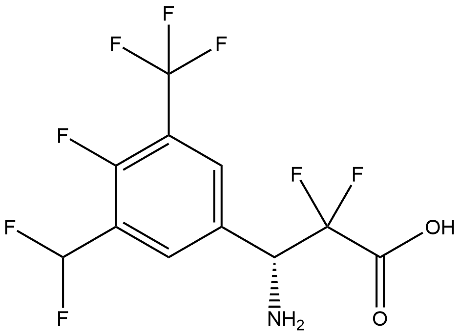 (R)-3-amino-3-(3-(difluoromethyl)-4-fluoro-5-(trifluoromethyl)phenyl)-2,2-difluoropropanoic acid Structure