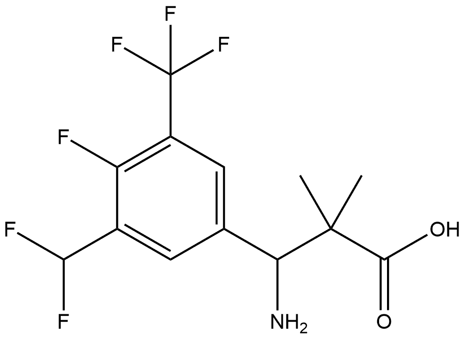 3-amino-3-(3-(difluoromethyl)-4-fluoro-5-(trifluoromethyl)phenyl)-2,2-dimethylpropanoic acid 化学構造式