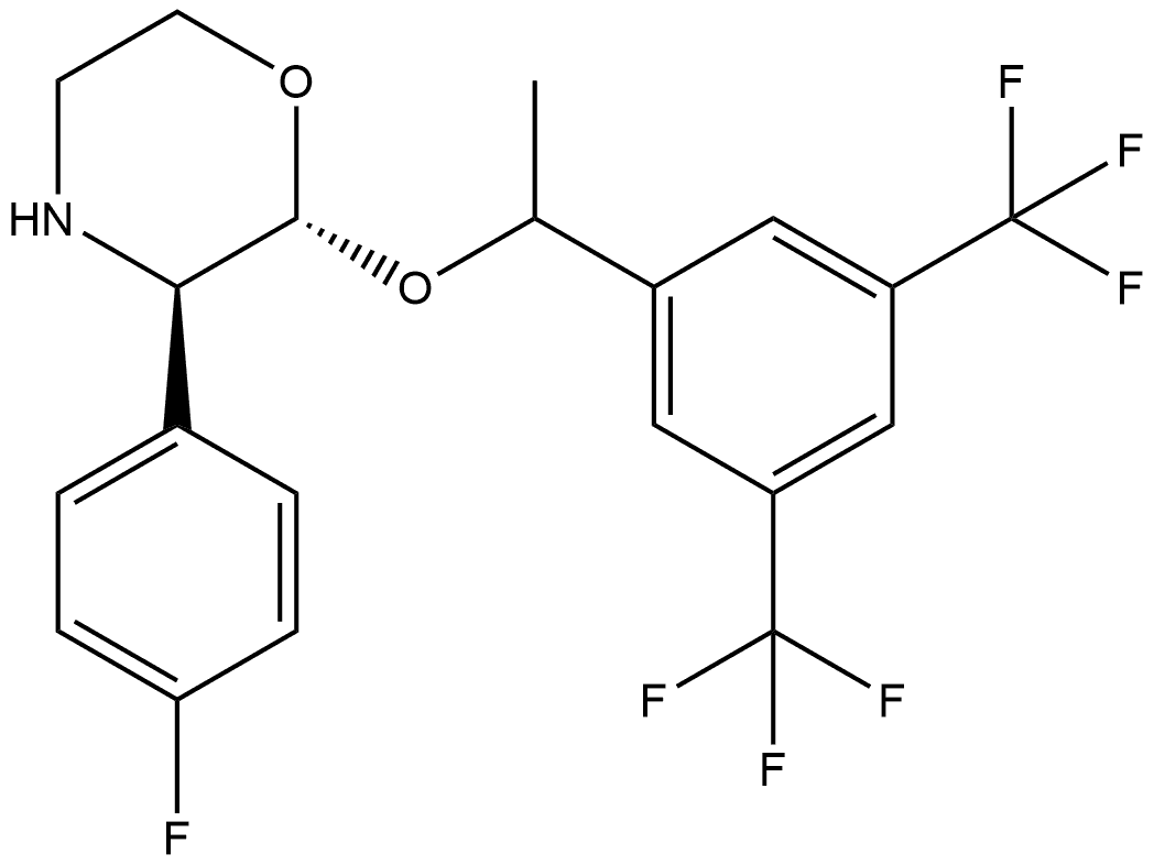 Morpholine, 2-[1-[3,5-bis(trifluoromethyl)phenyl]ethoxy]-3-(4-fluorophenyl)-, (2R,3R)Salt 化学構造式