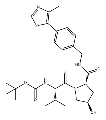 L-Prolinamide, N-[(1,1-dimethylethoxy)carbonyl]-L-valyl-4-hydroxy-N-[[4-(4-methyl-5-thiazolyl)phenyl]methyl]-, (4R)- 结构式