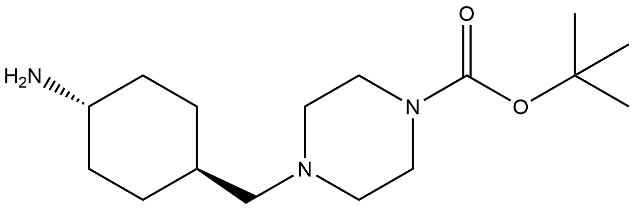 tert-butyl trans-4-[(4-aminocyclohexyl)methyl]piperazine-1-carboxylate Struktur