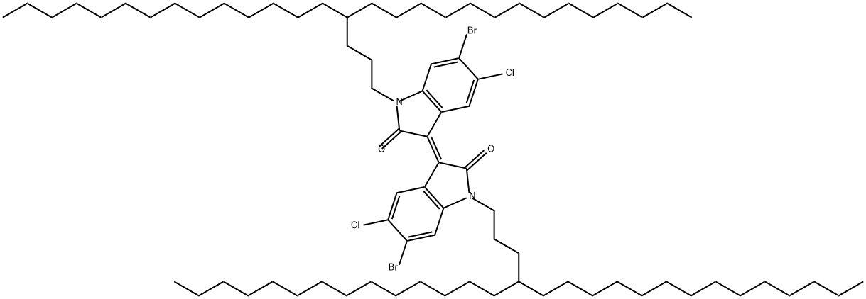 2H-Indol-2-one, 6-bromo-3-[6-bromo-5-chloro-1,2-dihydro-2-oxo-1-(4-tetradecyloctadecyl)-3H-indol-3-ylidene]-5-chloro-1,3-dihydro-1-(4-tetradecyloctadecyl)-, (3E)- Structure