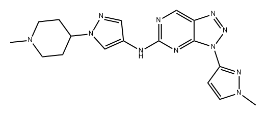 3H-1,2,3-Triazolo[4,5-d]pyrimidin-5-amine, N-[1-(1-methyl-4-piperidinyl)-1H-pyrazol-4-yl]-3-(1-methyl-1H-pyrazol-3-yl)- 结构式