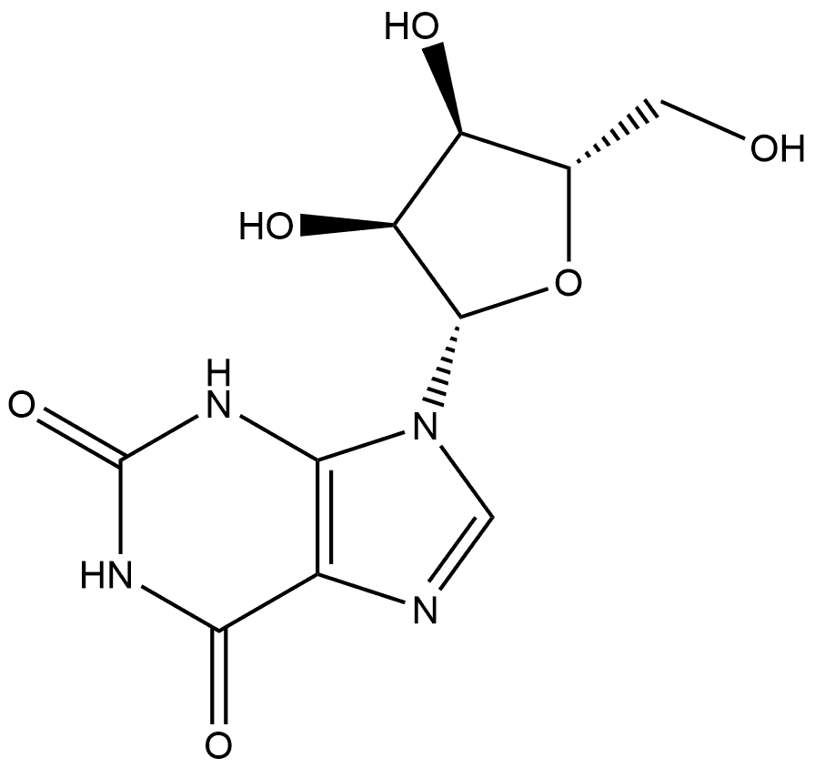 1H-Purine-2,6-dione, 3,9-dihydro-9-β-L-ribofuranosyl- Structure