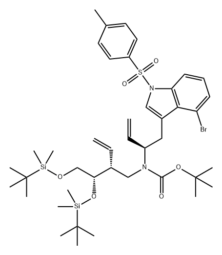 Carbamic acid, N-[(2R)-2-[(1S)-1,2-bis[[(1,1-dimethylethyl)dimethylsilyl]oxy]ethyl]-3-buten-1-yl]-N-[(1R)-1-[[4-bromo-1-[(4-methylphenyl)sulfonyl]-1H-indol-3-yl]methyl]-2-propen-1-yl]-, 1,1-dimethylethyl ester