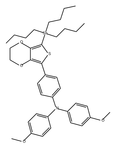 Benzenamine, 4-[2,3-dihydro-7-(tributylstannyl)thieno[3,4-b]-1,4-dioxin-5-yl]-N,N-bis(4-methoxyphenyl)- Structure