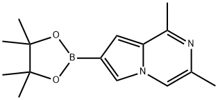 1,3-二甲基-7-(4,4,5,5-四甲基-1,3,2-二氧硼杂环戊烷-2-基)吡咯并[1,2-A]吡嗪, 1449599-69-2, 结构式