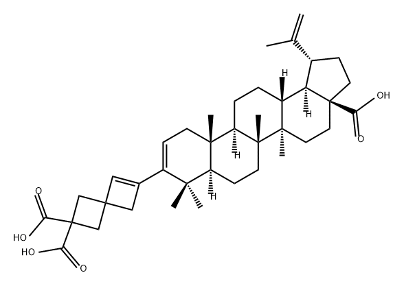 Spiro[3.3]hept-5-ene-2,2-dicarboxylic acid, 6-(17-carboxy-28-norlupa-2,20(29)-dien-3-yl)- Struktur