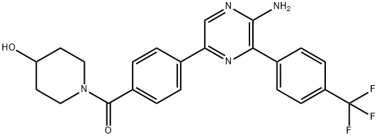 Methanone, [4-[5-amino-6-[4-(trifluoromethyl)phenyl]-2-pyrazinyl]phenyl](4-hydroxy-1-piperidinyl)- Structure
