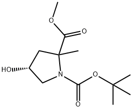 1-(叔丁基)2-甲基(4R)-4-羟基-2-甲基吡咯烷-1,2-二羧酸酯,1451055-28-9,结构式