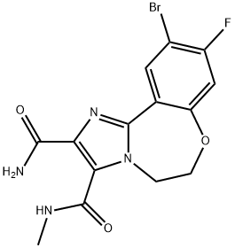 13-bromo-12-fluoro-N5-methyl-9-oxa-3,6-diazatric
yclo[8.4.0.0,2,6]tetradeca-1(10),2,4,11,13-pentaene
-4,5-dicarboxamide Structure