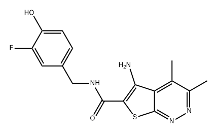 Thieno[2,3-c]pyridazine-6-carboxamide, 5-amino-N-[(3-fluoro-4-hydroxyphenyl)methyl]-3,4-dimethyl-|化合物 T33783