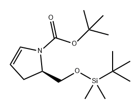 1H-Pyrrole-1-carboxylic acid, 2-[[[(1,1-dimethylethyl)dimethylsilyl]oxy]methyl]-2,3-dihydro-, 1,1-dimethylethyl ester, (2R)- Structure