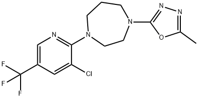 2-(4-(3-Chloro-5-(trifluoromethyl)pyridin-2-yl)-1,4-diazepan-1-yl)-5-methyl-1,3,4-oxadiazole,1452576-10-1,结构式