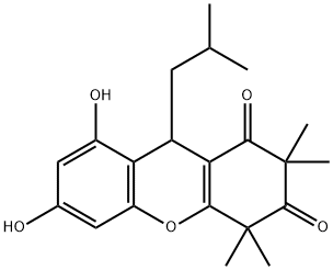 1H-Xanthene-1,3(2H)-dione, 4,9-dihydro-6,8-dihydroxy-2,2,4,4-tetramethyl-9-(2-methylpropyl)- Structure