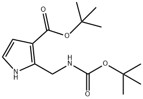 1H-Pyrrole-3-carboxylic acid, 2-[[[(1,1-dimethylethoxy)carbonyl]amino]methyl]-, 1,1-dimethylethyl ester 化学構造式