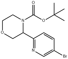 4-Morpholinecarboxylic acid, 3-(5-bromo-2-pyridinyl)-, 1,1-dimethylethyl ester Structure