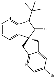 Spiro[6H-cyclopenta[b]pyridine-6,3'-[3H]pyrrolo[2,3-b]pyridin]-2'(1'H)-one, 3-bromo-1'-(1,1-dimethylethyl)-5,7-dihydro-, (3'S)- Struktur