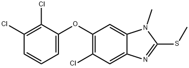 1H-Benzimidazole, 5-chloro-6-(2,3-dichlorophenoxy)-1-methyl-2-(methylthio)- 化学構造式