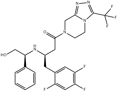 1-Butanone, 1-[5,6-dihydro-3-(trifluoromethyl)-1,2,4-triazolo[4,3-a]pyrazin-7(8H)-yl]-3-[[(1S)-2-hydroxy-1-phenylethyl]amino]-4-(2,4,5-trifluorophenyl)-, (3R)- Struktur