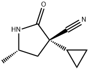 3-Pyrrolidinecarbonitrile, 3-cyclopropyl-5-methyl-2-oxo-, (3S,5S)- 化学構造式