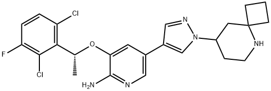 5-(1-(5-Azaspiro[3.5]nonan-8-yl)-1H-pyrazol-4-yl)-3-((R)-1-(2,6-dichloro-3-fluorophenyl)ethoxy)pyridin-2-amine Struktur