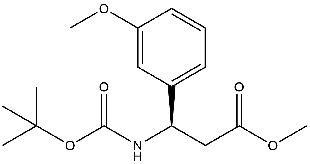 methyl (R)-3-((tert-butoxycarbonyl)amino)-3-(3-methoxyphenyl)propanoate Struktur
