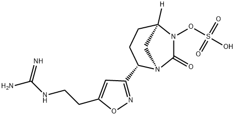 (1R,2S,5R)-2-[5-[2-[(Aminoiminomethyl)amino]ethyl]-3-isoxazolyl]-7-oxo-1,6-diazabicyclo[3.2.1]oct-6-yl hydrogen sulfate Structure