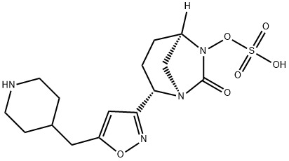 (1R,2S,5R)-7-Oxo-2-[5-(4-piperidinylmethyl)-3-isoxazolyl]-1,6-diazabicyclo[3.2.1]oct-6-ylhydrogen sulfate Structure