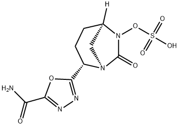 (1R,2S,5R)-2-[5-(Aminocarbonyl)-1,3,4-oxadiazol-2-yl]-7-oxo-1,6-diazabicyclo[3.2.1]oct-6-yl hydrogen sulfate Structure