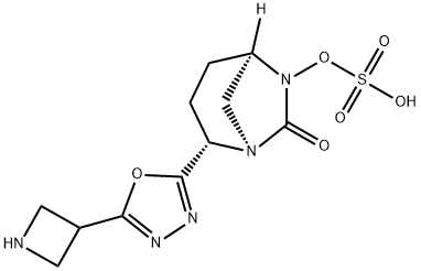(2S,5R)-2-(5-(azetidin-3-yl)-1,3,4-oxadiazol-2-yl)-7-oxo-1,6-diazabicyclo[3.2.1]octan-6-yl hydrogen sulfate Structure