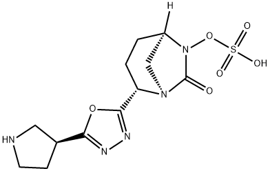 (1R,2S,5R)-7-Oxo-2-[5-(3S)-3-pyrrolidinyl-1,3,4-oxadiazol-2-yl]-1,6-diazabicyclo[3.2.1]oct-6-ylhydrogen sulfate 结构式