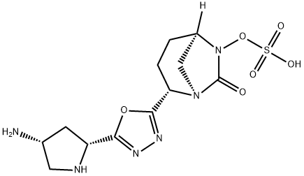 (1R,2S,5R)-2-[5-[(2R,4R)-4-Amino-2-pyrrolidinyl]-1,3,4-oxadiazol-2-yl]-7-oxo-1,6-diazabicyclo[3.2.1]oct-6-yl hydrogen sulfate Structure