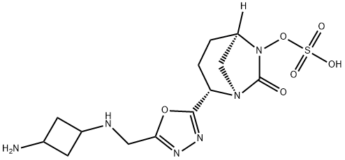 (1R,2S,5R)-2-[5-[[(3-Aminocyclobutyl)amino]methyl]-1,3,4-oxadiazol-2-yl]-7-oxo-1,6-diazabicyclo[3.2.1]oct-6-yl hydrogen sulfate Structure