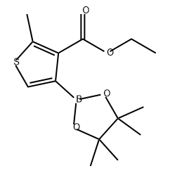 3-Thiophenecarboxylic acid, 2-methyl-4-(4,4,5,5-tetramethyl-1,3,2-dioxaborolan-2-yl)-, ethyl ester 化学構造式