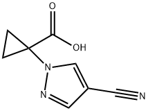 1-(4-cyano-1H-pyrazol-1-yl)cyclopropane-1-carboxylic acid 化学構造式