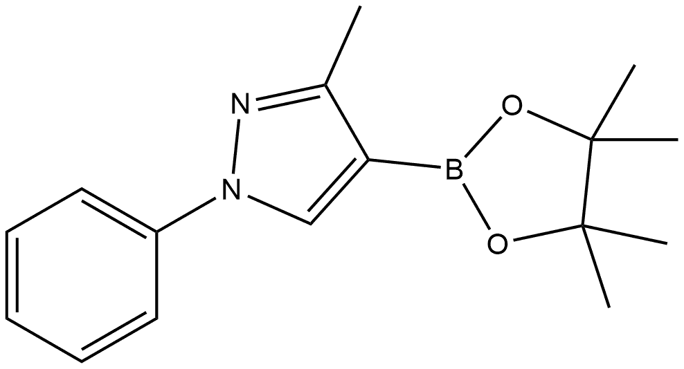 3-Methyl-1-phenyl-4-(4,4,5,5-tetramethyl-1,3,2-dioxaborolan-2-yl)-1H-pyrazole 化学構造式