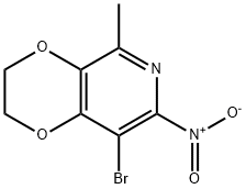 1,4-Dioxino[2,3-c]pyridine, 8-bromo-2,3-dihydro-5-methyl-7-nitro- 化学構造式