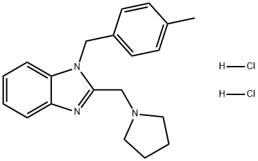 1H-Benzimidazole, 1-[(4-methylphenyl)methyl]-2-(1-pyrrolidinylmethyl)-, hydrochloride (1:2) Structure